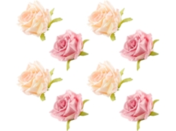 Conjunto de 8 Rosas Artificiais para Decoração de Bolos, Decorações de Cupcakes com Flores para Casamento, Dia Dos Namorados AQUAFORGE