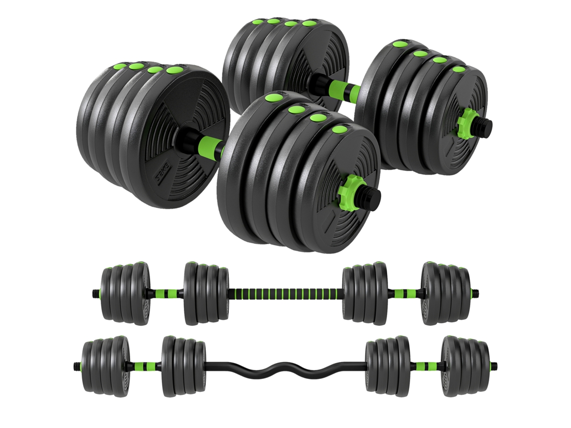 Conjunto de Halteres Ajustável 30kg Barras Pesos Variáveis | S/MARCA