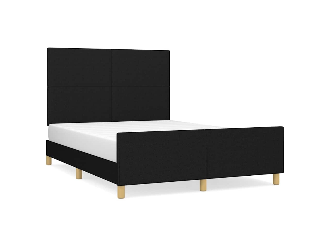 Conjunto 1 Estrutura De Cama Com Cabeceira Vidaxl Preto Tecido (193 X 146 X 128 Cm)