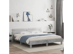 Vidaxl Estrutura Cama Cabeceira E Luzes Led 180x200cm Cinzento Cimento