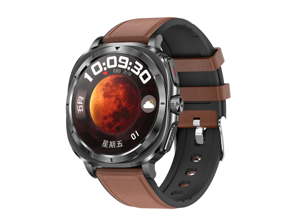 (marrom) Tela Amoled De 1,43 Polegadas, Pulseira De Couro, Smartwatch Com Suporte Para Ecg