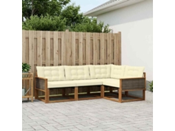 Vidaxl Conjunto De Sofás Para Exterior 4 Pcs Natural E Creme