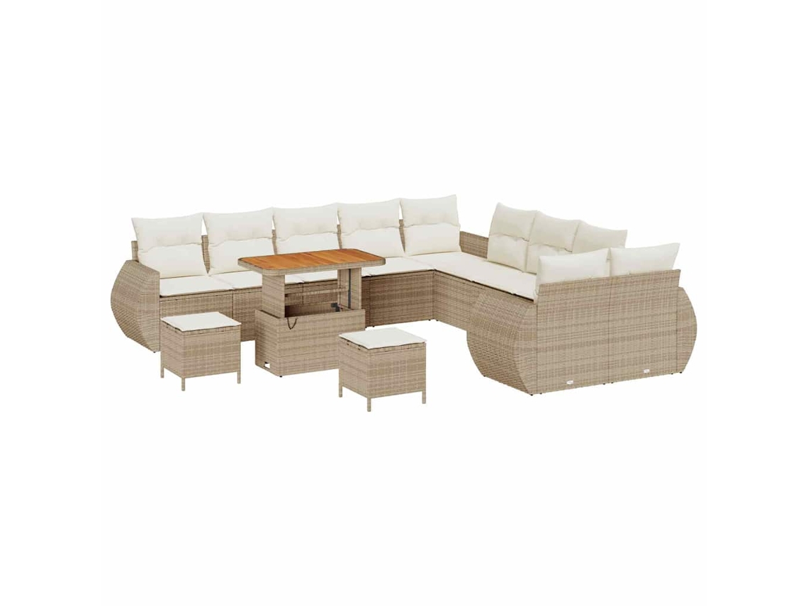 Maison Exclusive - Conjunto De Sofá De Jardim Com Almofada 13 Pcs Bege E Creme