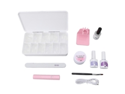 Nail Extension Set With Uv Lamp 550pcs Almond Shape Tips Strengthener Top Base Coat Kit GOKOCO