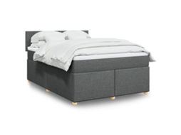 Vidaxl Cama Com Molas/colchão 140x200 Cm Tecido Cinzento-escuro