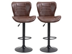 Conjunto de 2 Bancos de Bar Aço, Pu e Espuma Cor Marrom 46.5x54x108 cm Homcom