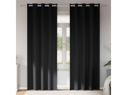 Vidaxl Cortinas Blackout Com Argolas 2 Unid. Preto 245 X 140 Cm