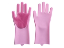 Luvas De Silicone Para Lavar Louça Com Esponja Multicoloridas