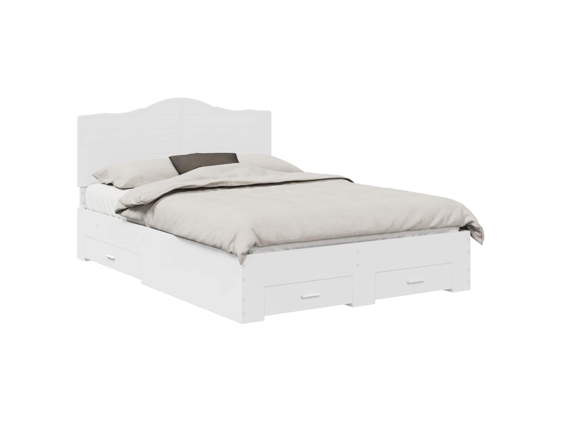 Estrutura da Cama Branco 140x200 cm Madeira Processada MAISON EXCLUSIVE