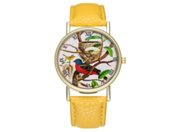 Relógio de quartzo unissex casual e moderno Zhoulianfa com pulseira de couro (amarelo)