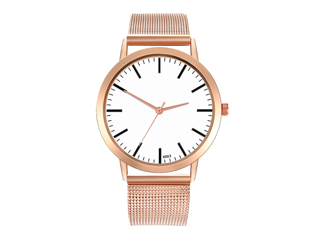 Reloj Analógico De Cuarzo Con Correa De Malla Estilo Simple Zhoulianfa (oro Rosa)