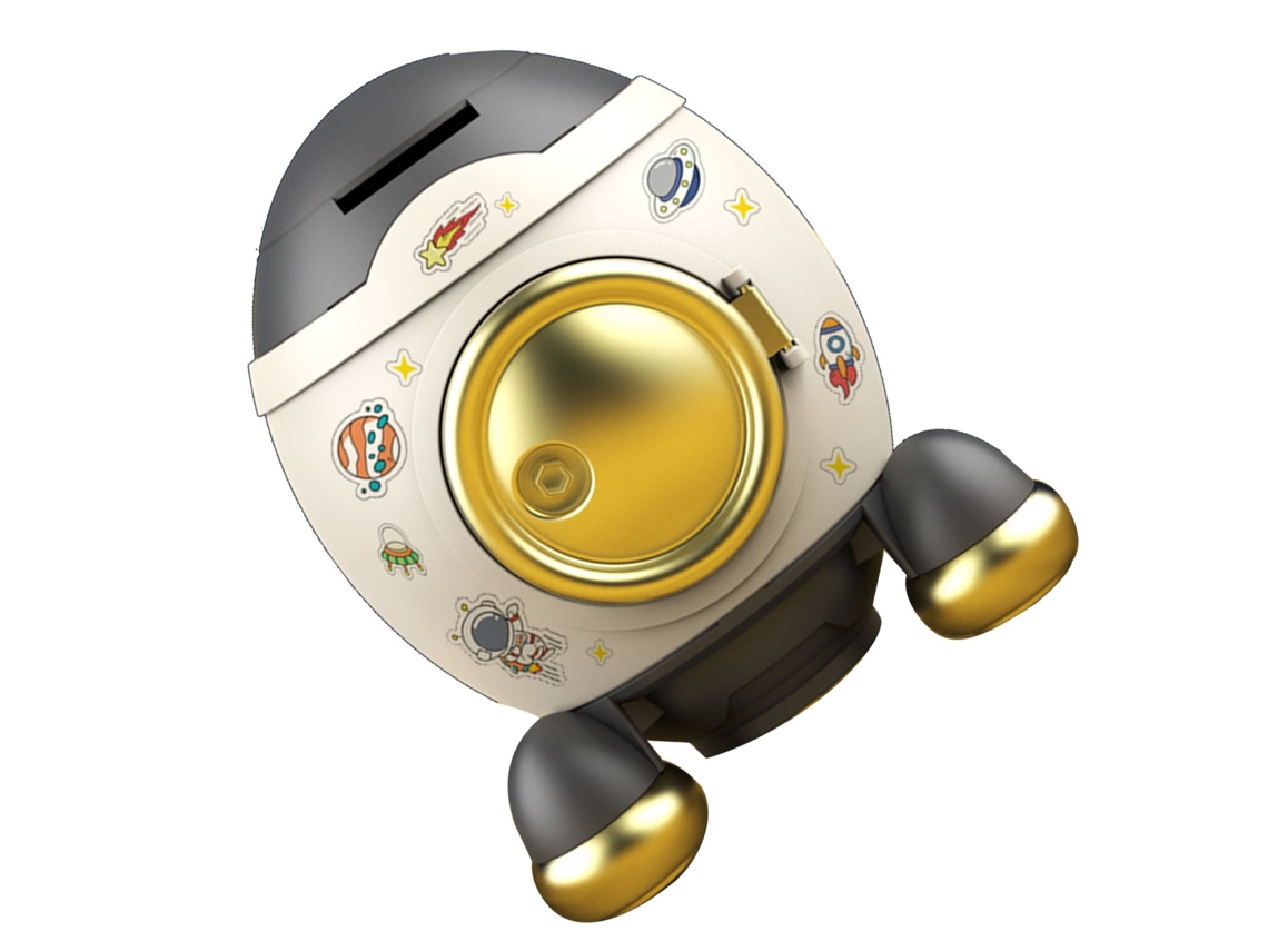 Cofrinho Foguete Espacial De Desenho Animado Em Forma Porquinho, Caixa Economias Para Meninos E Meninas, Presente Luxo Cinza Doura Aquaforge