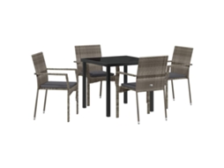 Maison Exclusive - Conjunto De Jantar Para Jardim 5 Pcs Cinzeto Vime Pe