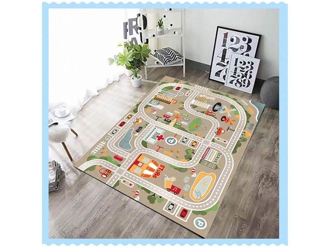 Tapete de Brincadeira Infantil 120x160cm NOVA LINE com carros e animais, antiderrapante