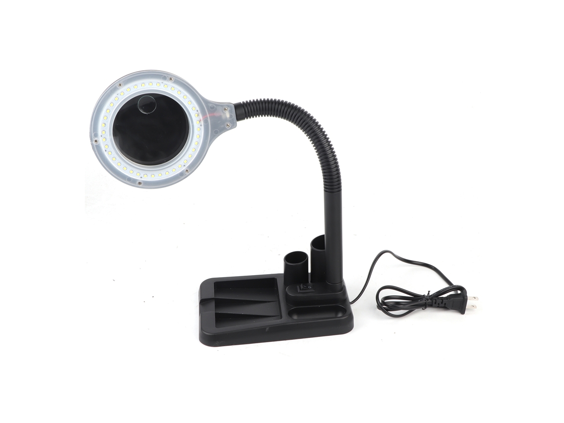 2026 lupa de Mesa com Luz Led Iluminada 40 Led, 5x 10x, Lâmpada de Escritório Ajustável