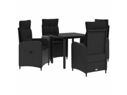 Vidaxl Conjunto De Mesa De Sofá Com Almofada 5 Pcs Preto