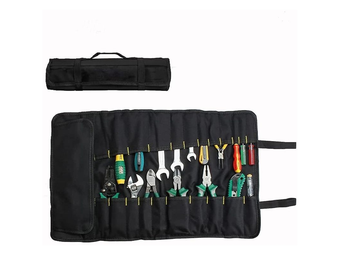 Bolsa De Ferramentas Com Rodas, 22 Bolsos, Organizador Plegável, Oxford Impermeável, Ferramentas Mecânicas E Elétricas - Preto