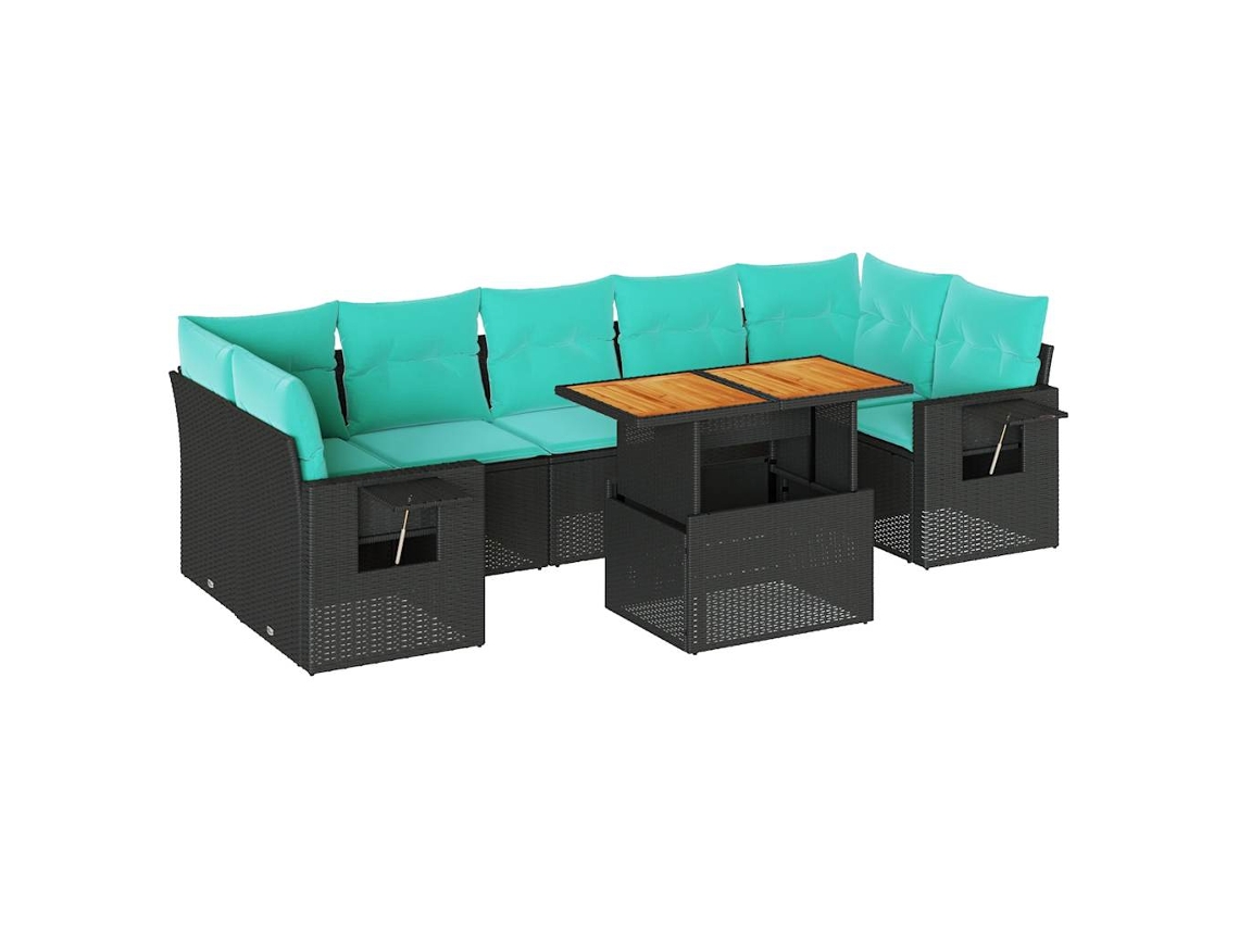 Maison Exclusive - 8 Pcs Conjunto Sofás De Jardim Com Almofadões Vime Pe Preto