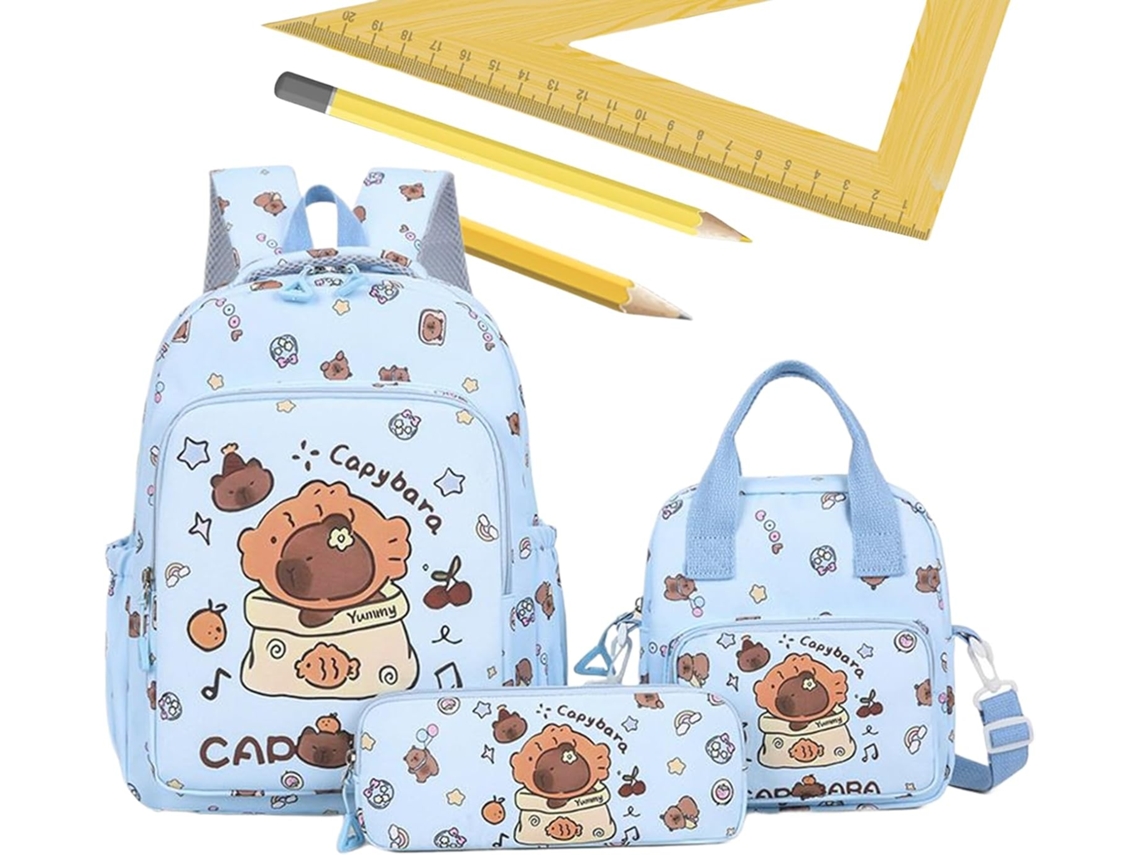 Mochila Capivara Para Meninas, Estojo Capivara | Conjunto De Lancheira Fofo Para Adolescentes, Estud Gokoco