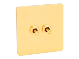Chave Interruptora De Parede De Controle Duplo Com Painel De Aço Inoxidável Imitando Ouro Ac250v