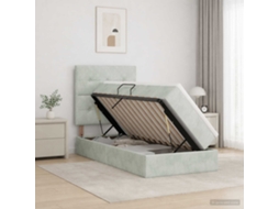Vidaxl Cama Com Arrumação E Colchão Cinzento-claro 100 X 200 Cm Veludo