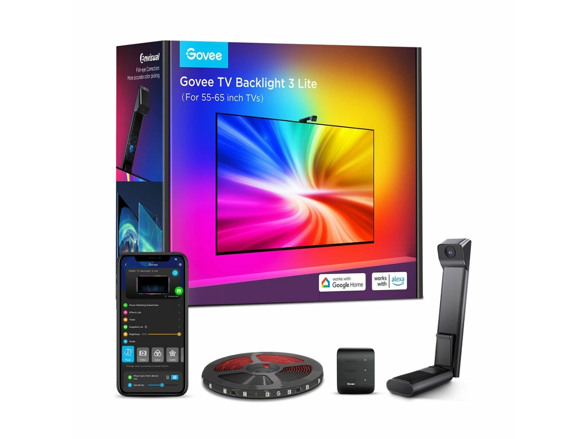H6099 Tv Backlight 3 Lite | Led Backlight | For Tv 55 65 Inch Rgbicw Wi Fibluetooth Govee