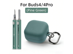 Capa para Samsung Galaxy Buds 4 / Buds 4 Pro com Kit de Limpeza e Mosquetão Verde PANOONA