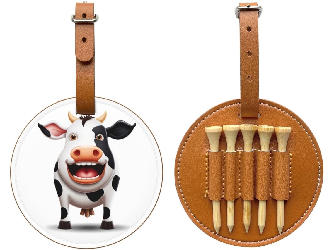 Bolsa para Guardar Tees de Golfe em Formato de Vaca Fácil de Transportar e Mais Eficiente para Jogar Golfe.