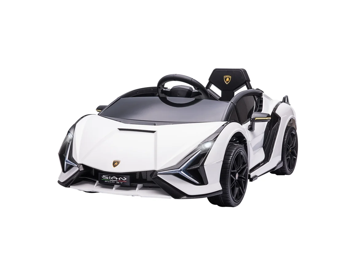 Carro Elétrico Tipo Lamborghini Sian com 12v Controlo Remoto Música Usb e Faróis 108x62x40 Cm Branco VOLTEDGE