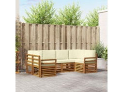 Vidaxl Conjunto De Sofá Sectional Com Almofada 6 Pcs Natural E Creme