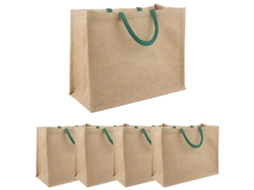 Vidaxl Bolsas De Juta 5 Natural E Verde 42 X 33 X 19 Cm