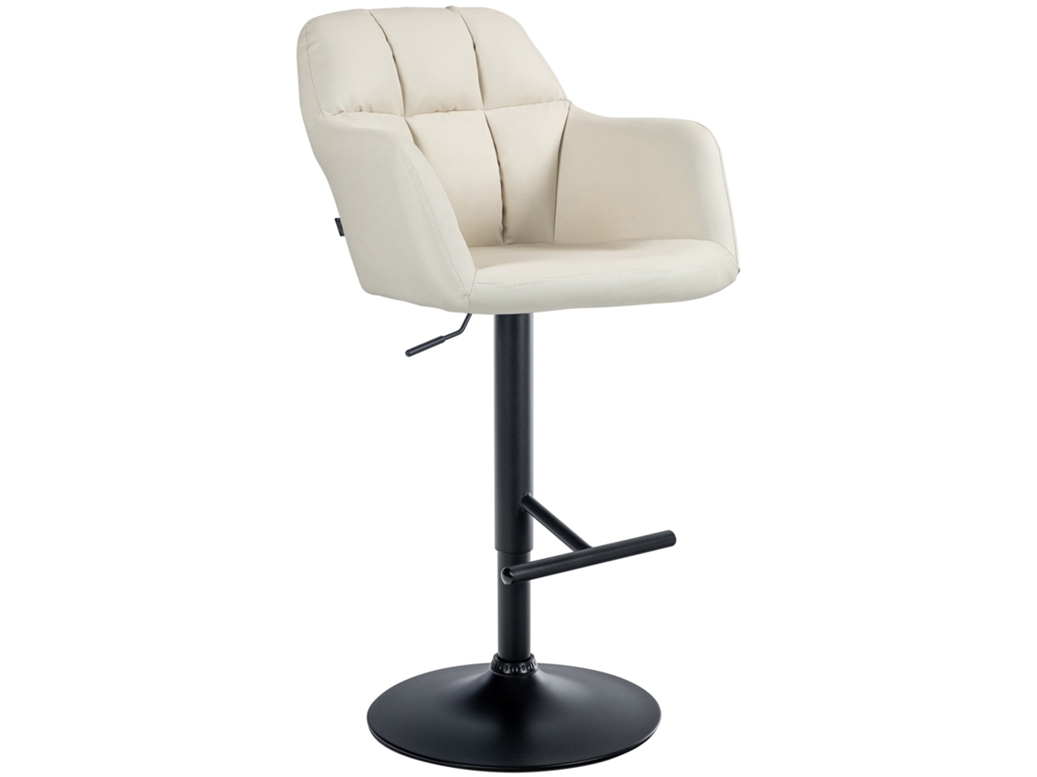 Taburete de Bar com Função Rotação 360° em PVC Creme DÉCOSHOP26