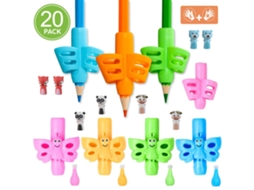 Primerox suporte de Lápis Ergonômico para Crianças com 8 Apoios, 4 Bolas e Tampas Animais para Escrita