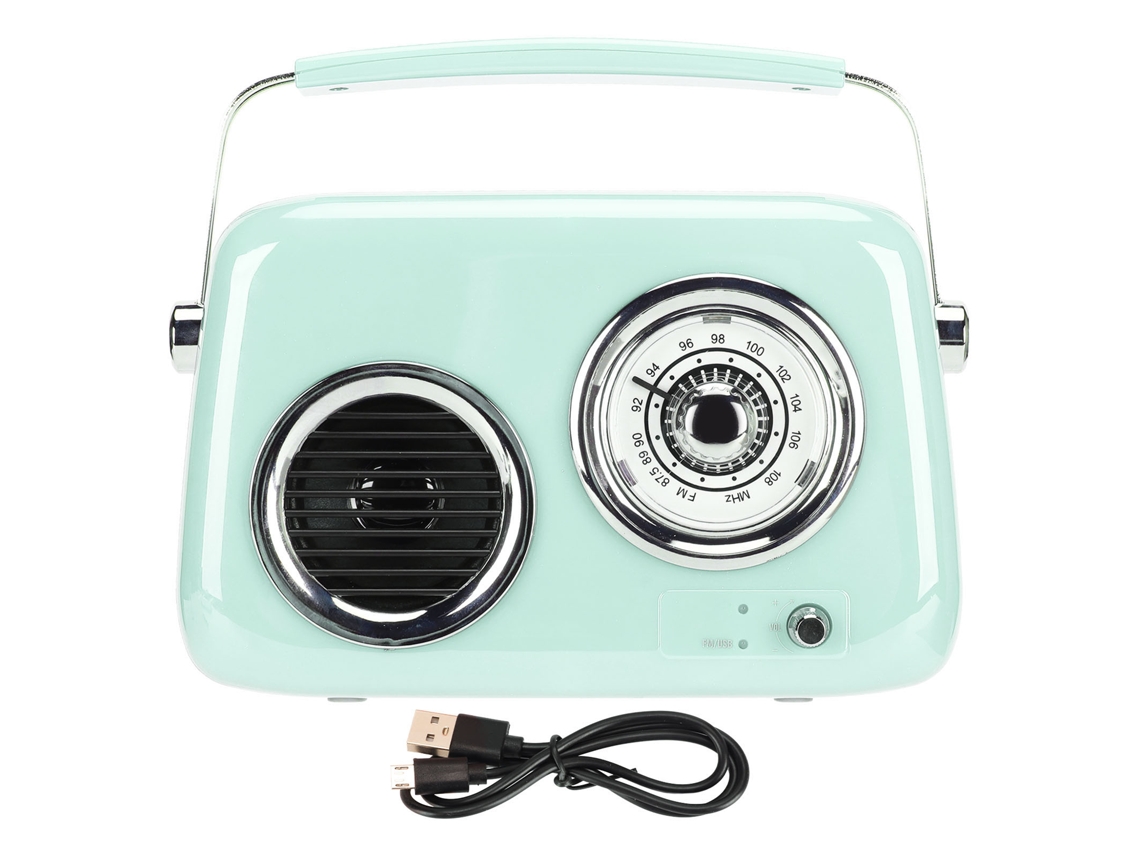 Caixa de Som Bluetooth Retrô Portátil, Áudio Hifi, Estilo Rádio Antigo, para Festas e Exterior, Verde AQUAFORGE