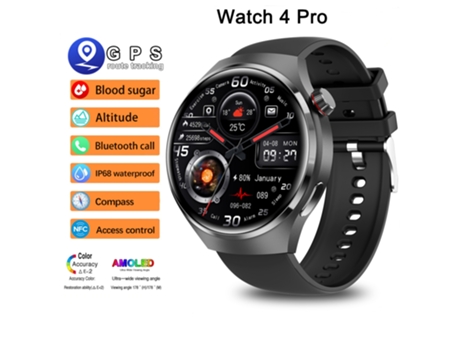 Smartwatch Timovo® Reloj Inteligente Para Android Ios Gt4 Pro Relógios À Prova Dwaterproof Água, Fitness Ao Ar Livre, Nfc, Rastreador Gps Preto