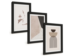 Galeria De Pinturas Muraisformas Abstratas De Rosto Moldura Preta Fotos Para O Escritório Espelharte (3 Peças 20x30 Cm)