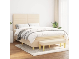 Vidaxl Cama Com Molas/colchão 140x190 Cm Tecido Cor Creme