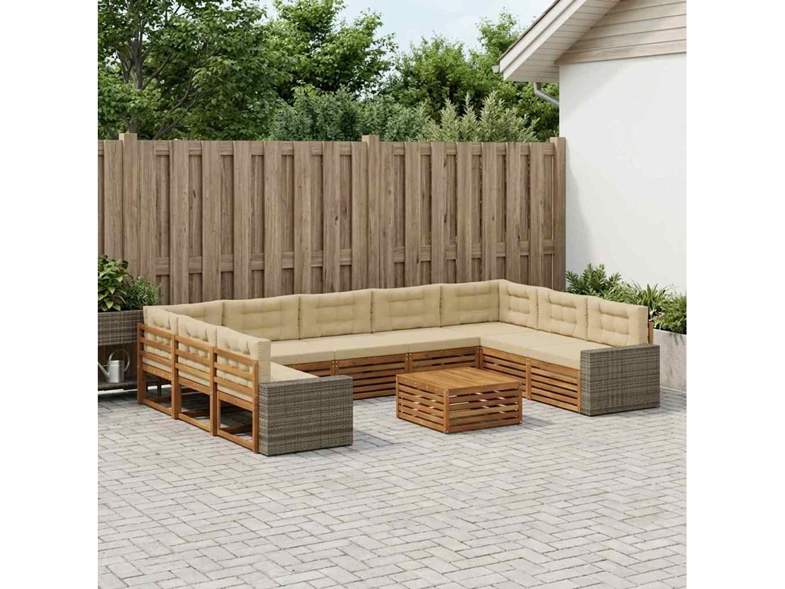 Vidaxl Conjunto De Sofás Para Exterior 10 Unid. Natural E Bege