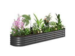 Jardineira Modular Em Aço Galvanizado, 240x62x30 Cm, Cinza Escuro.