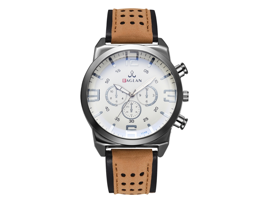 Relógio de Pulso Masculino Clássico Fashion com Pulseira de Couro Pu e Movimento de Quartzo Café