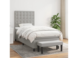 Vidaxl Cama Com Molas/colchão 90x190 Cm Tecido Cinzento-claro