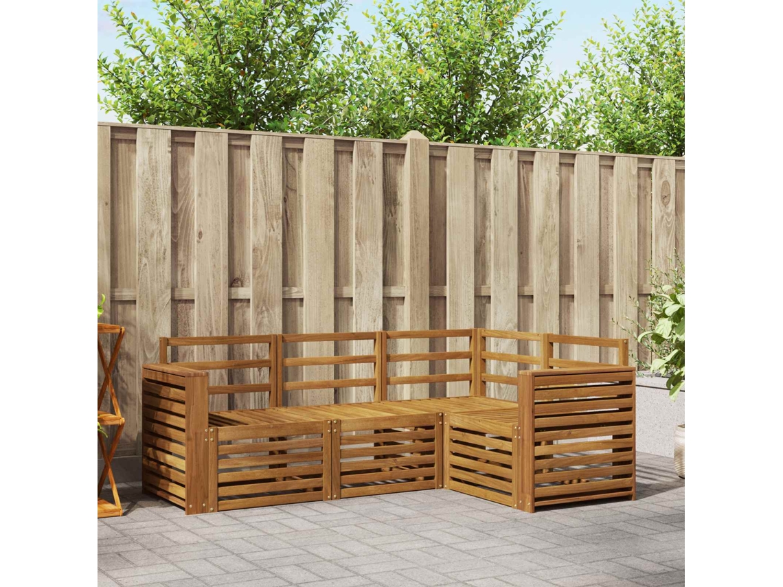 Vidaxl Conjuntos De Sofás 4 Pcs Natural Madeira Sólida De Acácia
