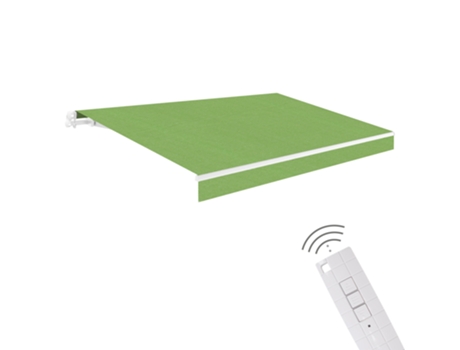 Toldo Motorizado Exterior 3x2,5 Green Recolhimento Controle Remoto Lona Poliéster Proteção Solar Uv Semicofre De Alumínio Manivela Wasabi