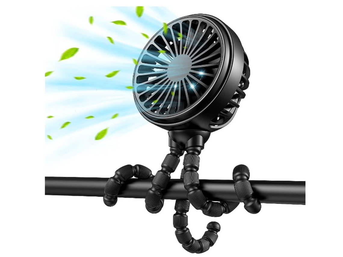 Mini Ventilador De Carrinho Para Bebê, Ventilador Portátil Pequeno Recarregável E Portátil, 3 Velocidades Ajustáveis Preto Yizhood