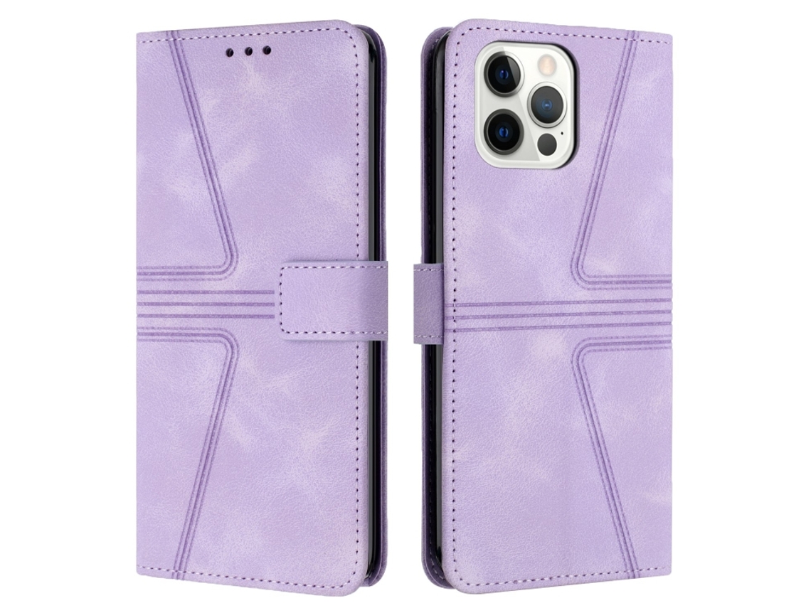 Capa De Couro Para Iphone 12 Pro Max - Triangular - Cor Sólida