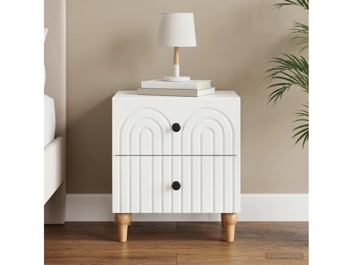 Vidaxl Armário De Cabeceira Branco Brilhante 43 X 34,5 X 48 Cm