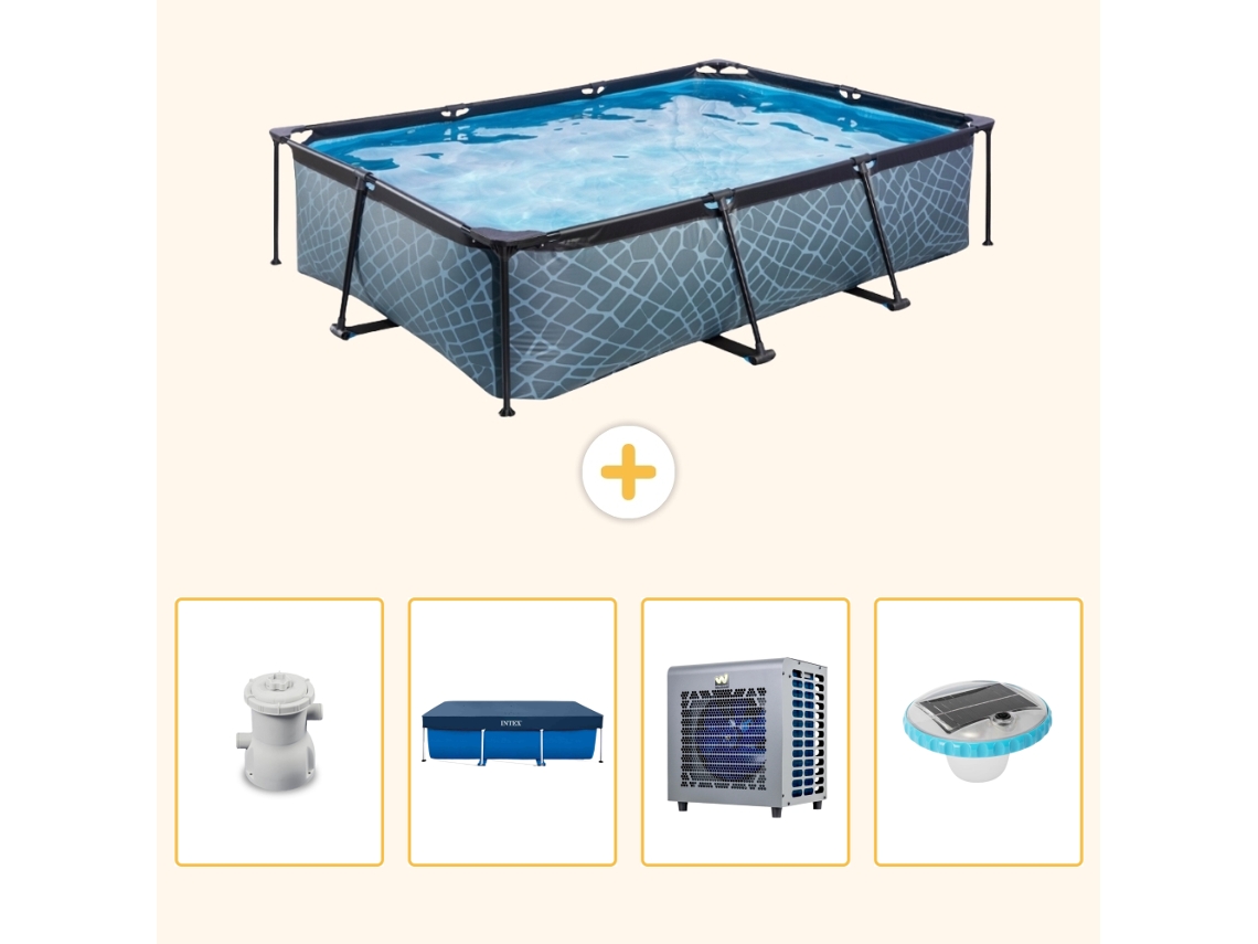Exit-toys Piscina Exit Retangular - Efeito Pedra - 300x200x65 Cm - 5-peças S175
