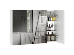 Armário de parede para banheiro com 3 portas espelhadas e prateleiras ajustáveis, 90x13,5x60cm, branco, E-TOWN COMMERCE GMBH