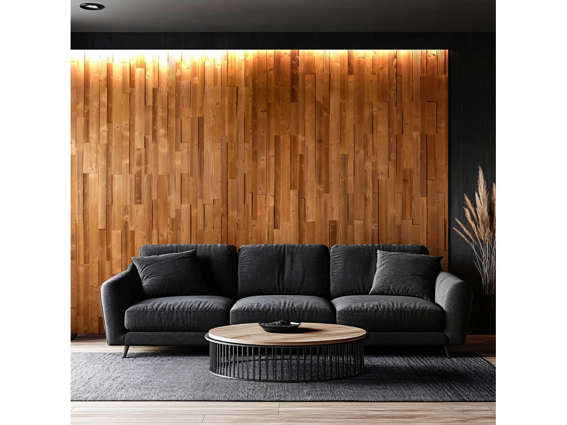 Painel de parede decorativo 3D Thermo Pinho em abeto termotratado - Revestimento esculpido - 24 peças 1m² - Interior