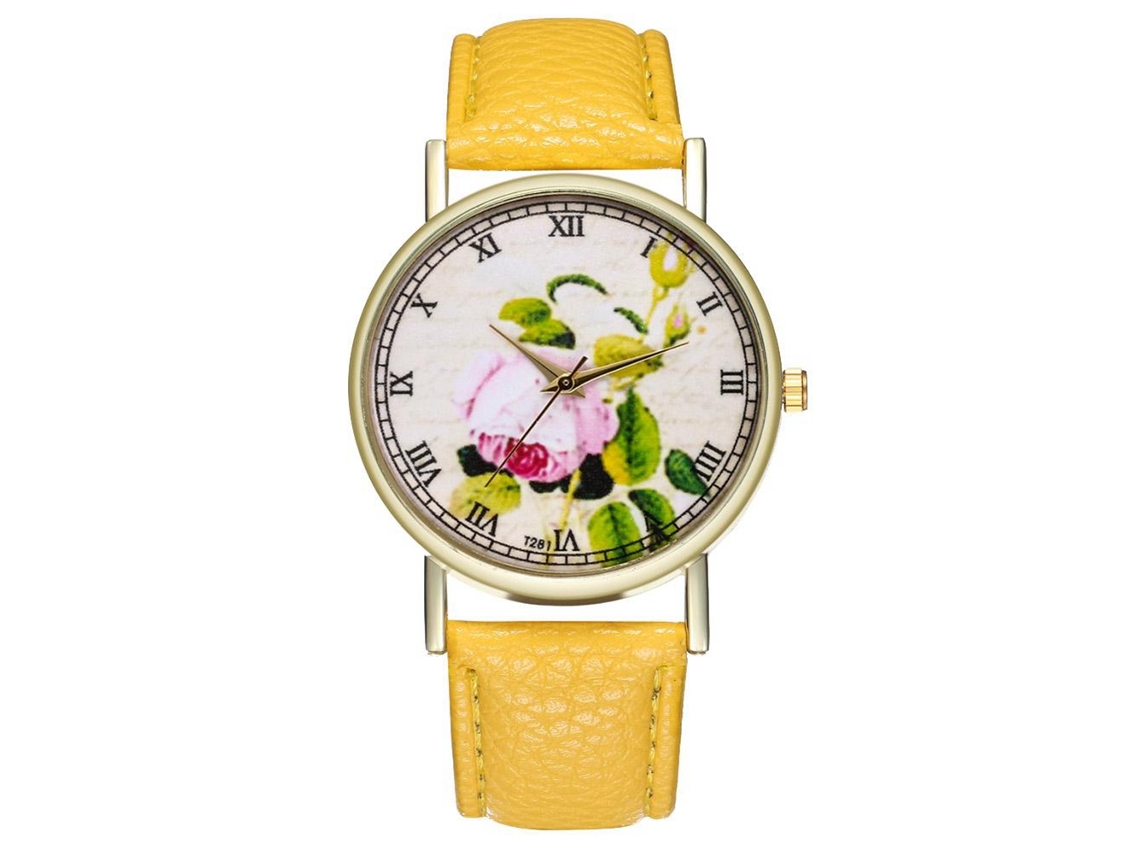 Reloj De Pulsera Vintage De Cuero Fashion Para Mujer Y Hombre (amarillo)